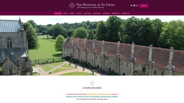 Screenshot of the Hospital Of St Cross And Almshouse Of Noble Poverty website