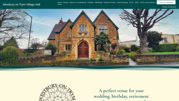 Screenshot of the Westbury On Trym Village Hall website