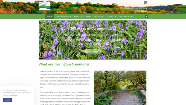 Screenshot of the Great Torrington Commons Conservators website
