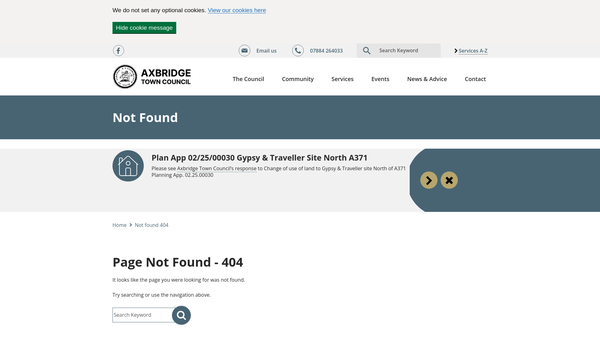 Screenshot of the Axbridge Town Trust website