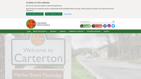 Screenshot of the Carterton Recreation Ground website