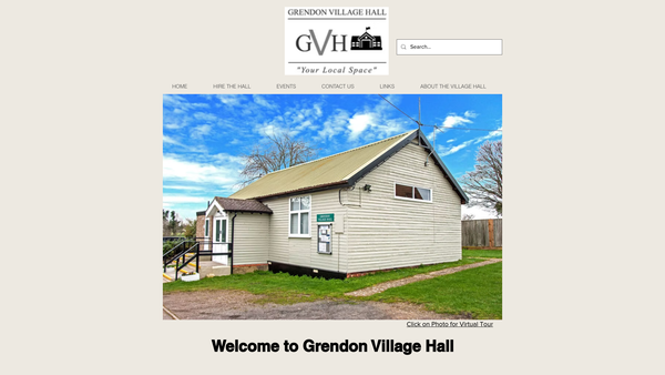 Screenshot of the Grendon Village Hall website