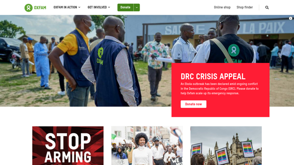 Screenshot of the Oxfam website