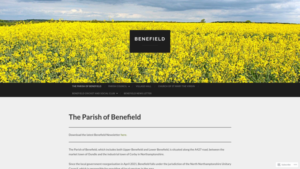 Screenshot of the Benefield Village Hall website