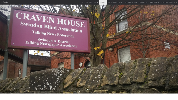 Screenshot of the Swindon Blind Association website