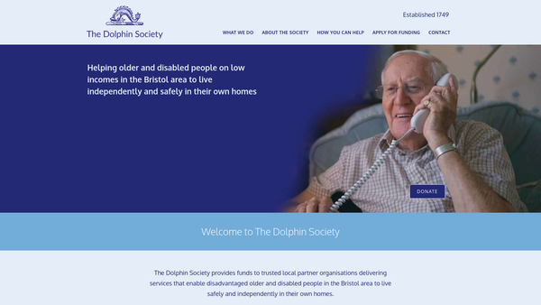 Screenshot of the Dolphin Society website