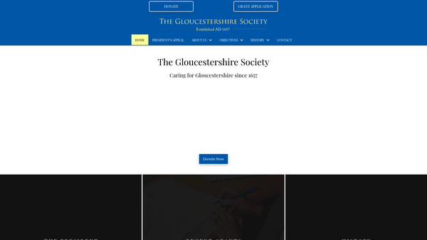 Screenshot of the The Gloucestershire Society website