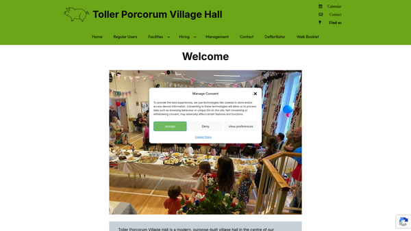 Screenshot of the Toller Porcorum Village Hall website