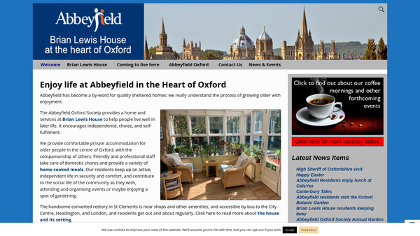 Screenshot of the The Abbeyfield Oxford Society Limited website