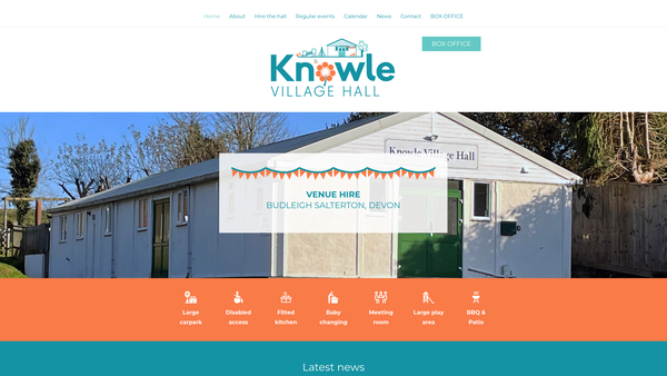 Screenshot of the Knowle Village Hall website