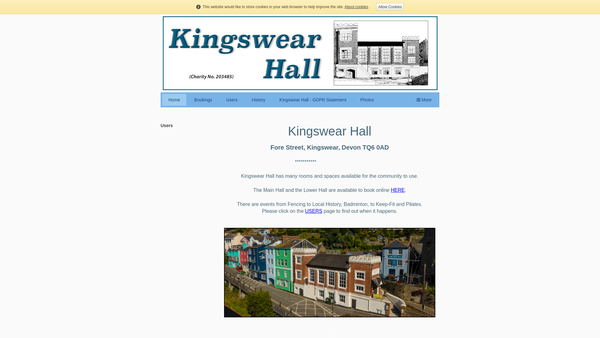 Screenshot of the Kingswear Hall website