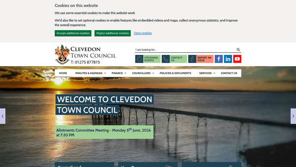 Screenshot of the Village Hall (Clevedon) website