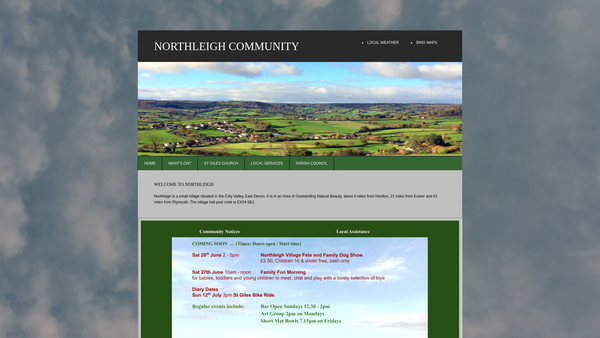Screenshot of the Northleigh Parish Hall website