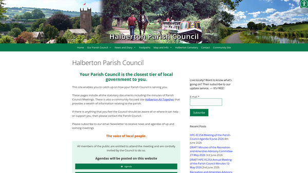 Screenshot of the Halberton Children's Recreation Ground website