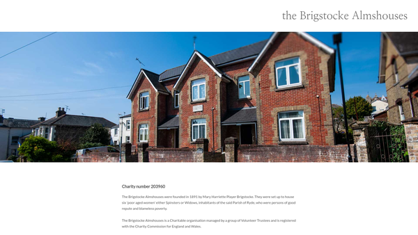 Screenshot of the The Brigstocke Almshouses website