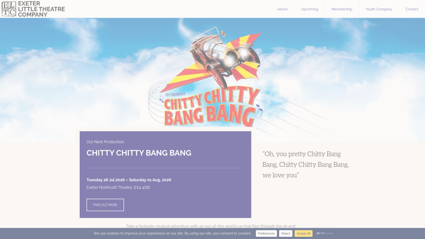 Screenshot of the Exeter Little Theatre Company website