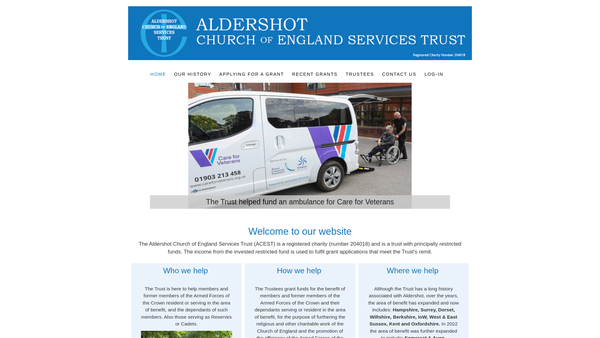 Screenshot of the The Aldershot Church Of England Services Trust website