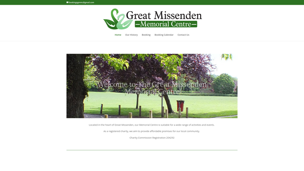Screenshot of the Great Missenden Memorial Centre website