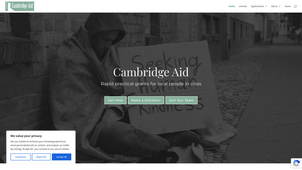 Screenshot of the Cambridge Aid website