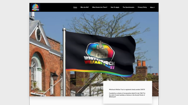 Screenshot of the Whitchurch Welfare Trust website