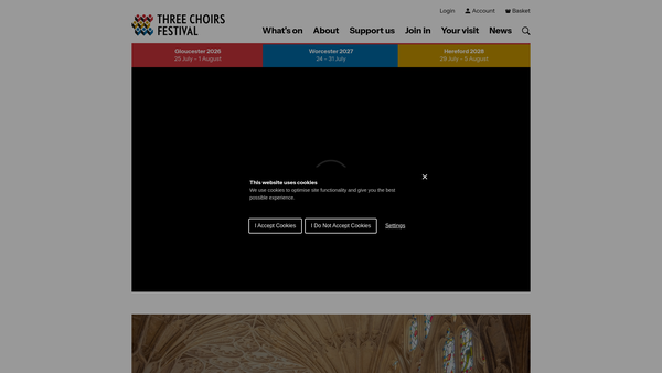 Screenshot of the Three Choirs Festival Limited website