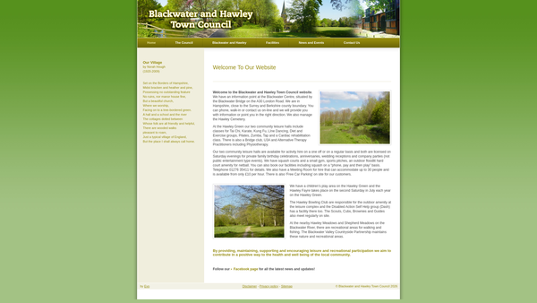 Screenshot of the Hawley War Memorial Hall Maintenance Fund website