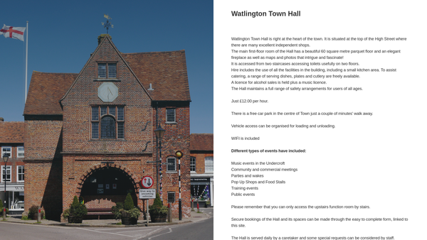Screenshot of the Town Hall website