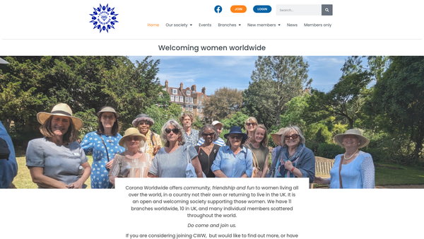 Screenshot of the Corona Worldwide website