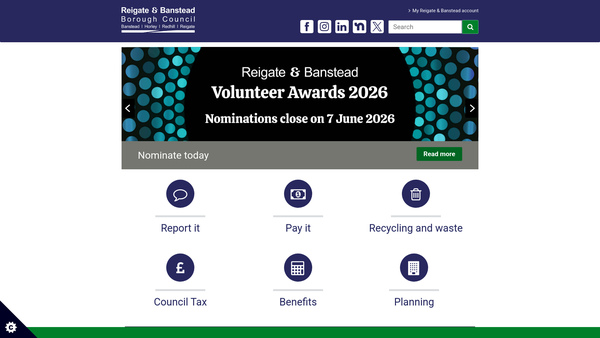 Screenshot of the Old Town Hall website