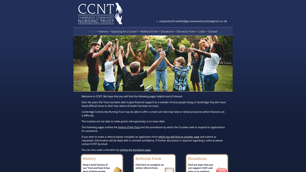 Screenshot of the Cambridge Community Nursing Trust website