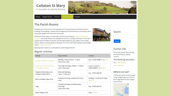 Screenshot of the Collaton St Mary Parish Room website