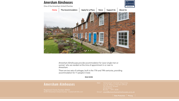 Screenshot of the Amersham United Charities website