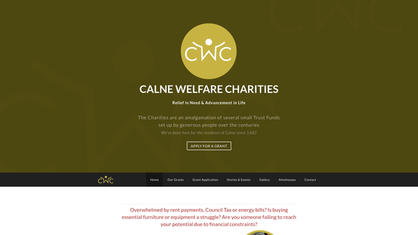 Screenshot of the Calne Relief In Need Charity website