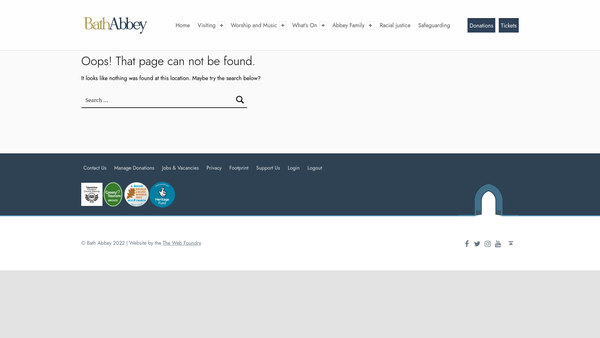 Screenshot of the Friends Of Bath Abbey website