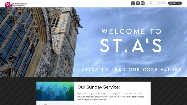 Screenshot of the Non-Ecclesiastical Charities Of St Andrews Street Baptist Church website