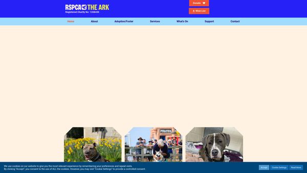 Screenshot of the Royal Society For The Prevention Of Cruelty To Animals Solent Branch website