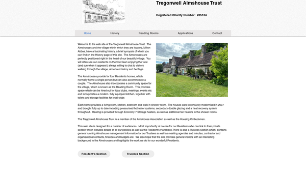Screenshot of the The Tregonwell Almshouse Trust website