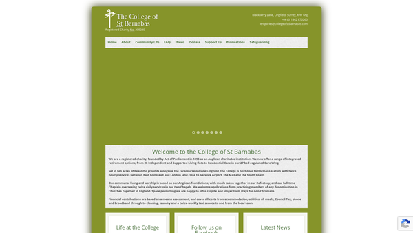 Screenshot of the College Of St Barnabas website