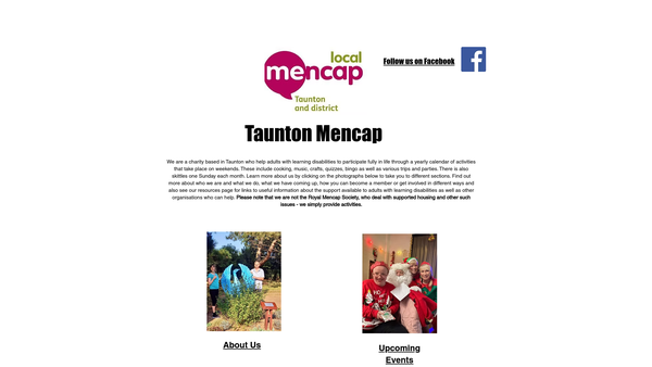 Screenshot of the Taunton And District Mencap Society website