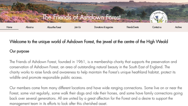 Screenshot of the The Friends Of Ashdown Forest website