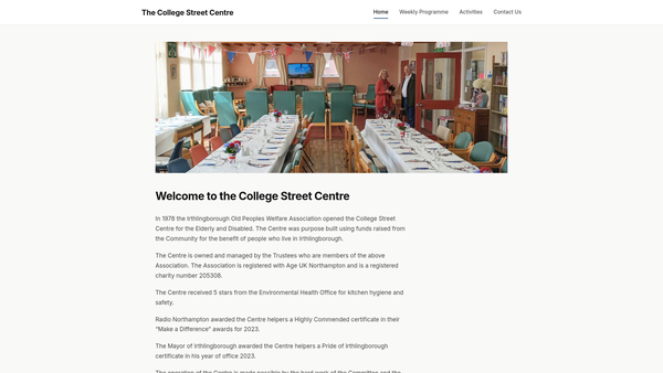 Screenshot of the Irthlingborough Old People's Welfare Association website