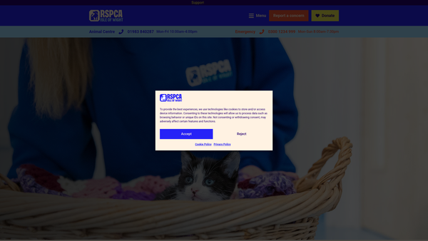 Screenshot of the Royal Society For The Prevention Of Cruelty To Animals Isle Of Wight Branch website