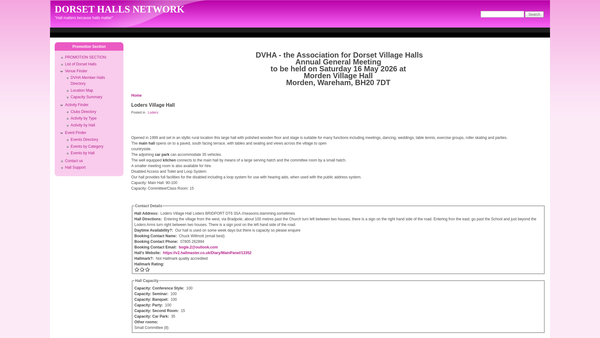 Screenshot of the Village Hall Loders website