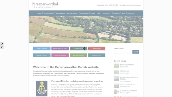 Screenshot of the King George's Field, Perranarworthal website