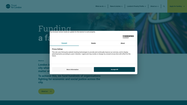 Screenshot of the Trust For London website
