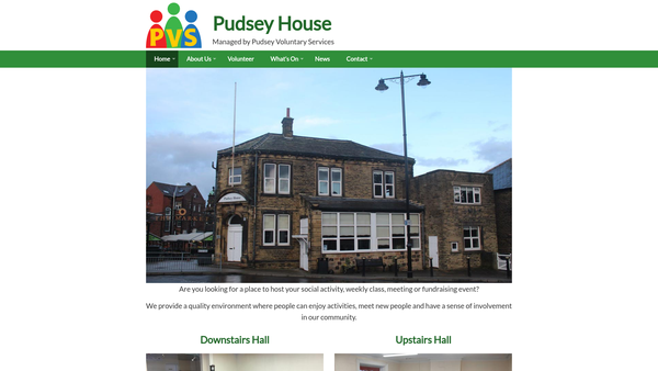 Screenshot of the Pudsey Voluntary Services website