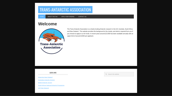 Screenshot of the The Trans-Antarctic Association website