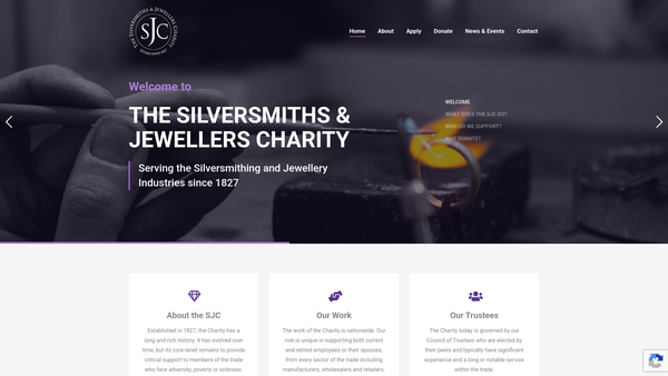 Screenshot of the The Silversmiths And Jewellers Charity website