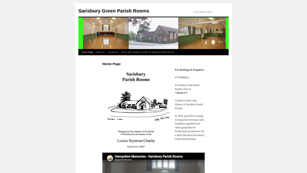Screenshot of the Sarisbury Parish Room website