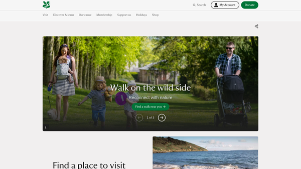 Screenshot of the The National Trust For Places Of Historic Interest Or Natural Beauty website